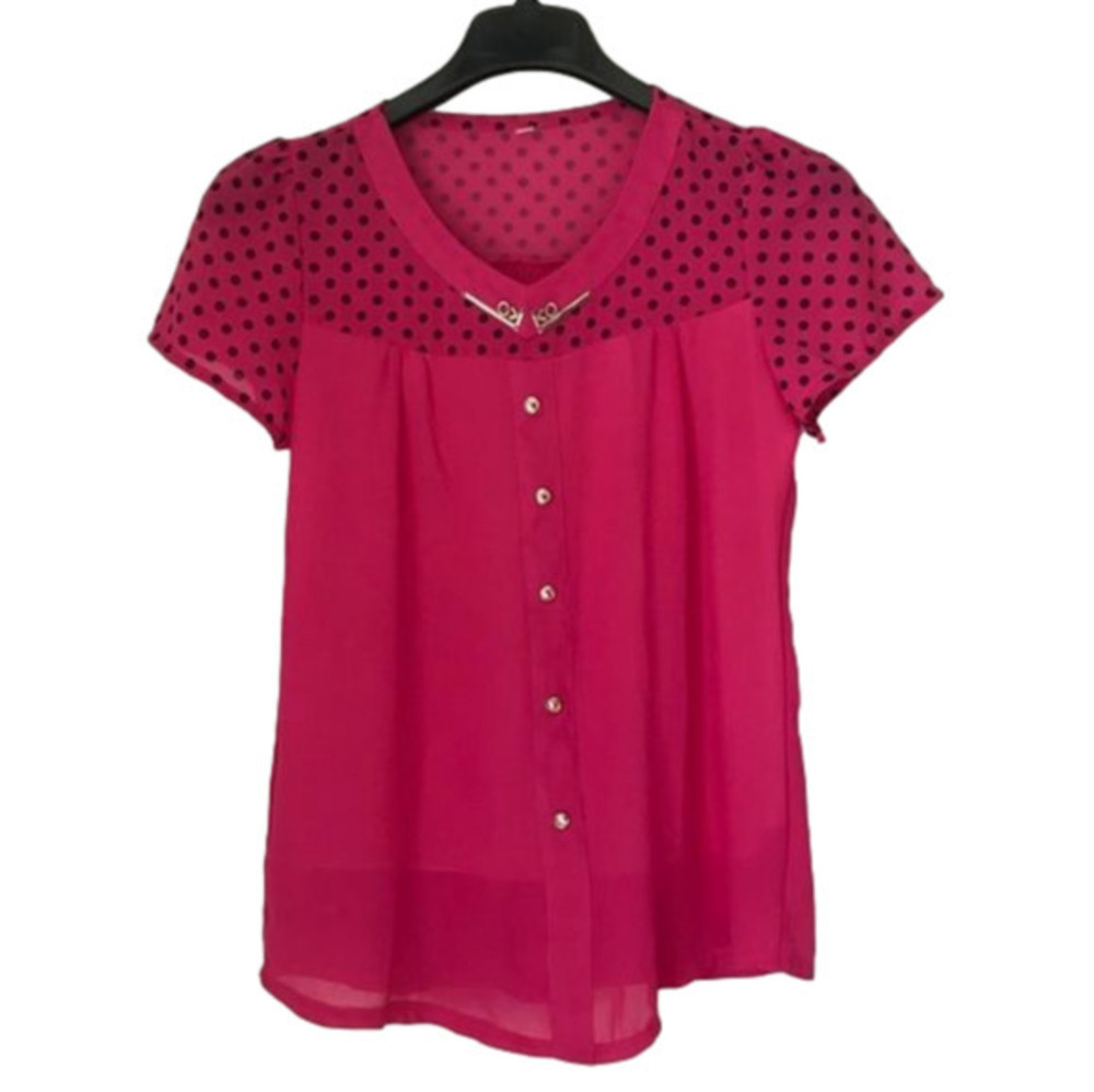 Pink Shirt with Silver Hardware Tip Collar